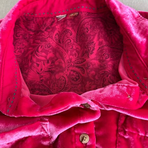 Pilcro‎ Pink long sleeve velvet button front top - Picture 6 of 12